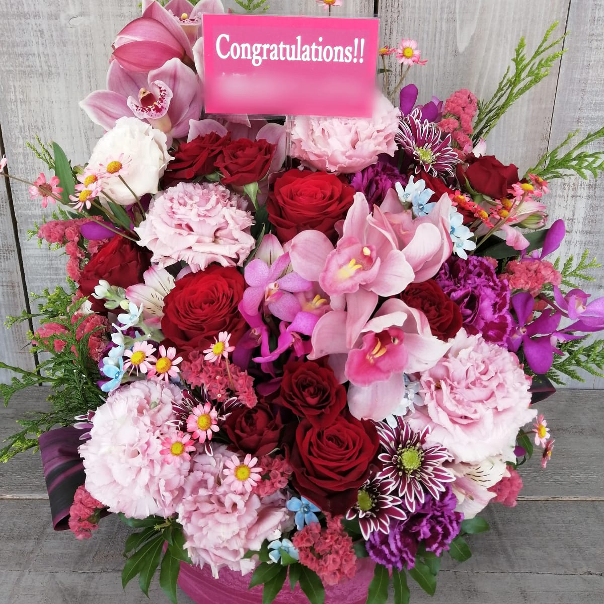 アパレル店 開店御祝いのアレンジメント ピンク系