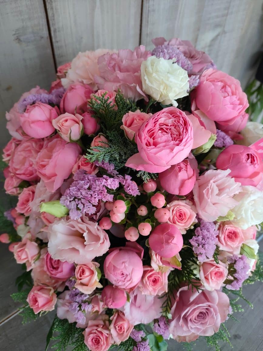 誕生日御祝アレンジメント ピンク